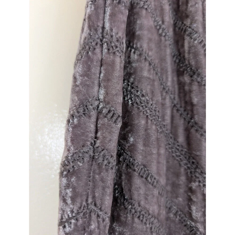 J. Jill Maxi Skirt Velvet Gray Chevron Stitch Elastic Waist Side Zip Boho Size 6
